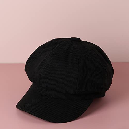 French Accent Men Solid Black Newsboy Cap for Outdoor Everyday Wear, UV Protection, Lightweight, | Quick-Drying, Fashion Casual Headwear Accessories for Men and Boys (2088) - Image 2