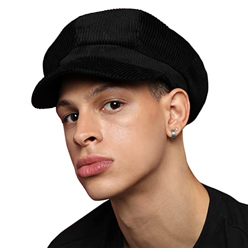 French Accent Men Solid Black Newsboy Cap for Outdoor Everyday Wear, UV Protection, Lightweight, | Quick-Drying, Fashion Casual Headwear Accessories for Men and Boys (2088) - Image 4