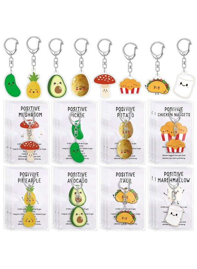 Landical Positive Keychains Bulk Emotional Food Support Acrylic Keychain with Card Coworkers Christmas Inspirational Gift, Mixed Color, Keychain: 1.18 inches in diameter - Image 1