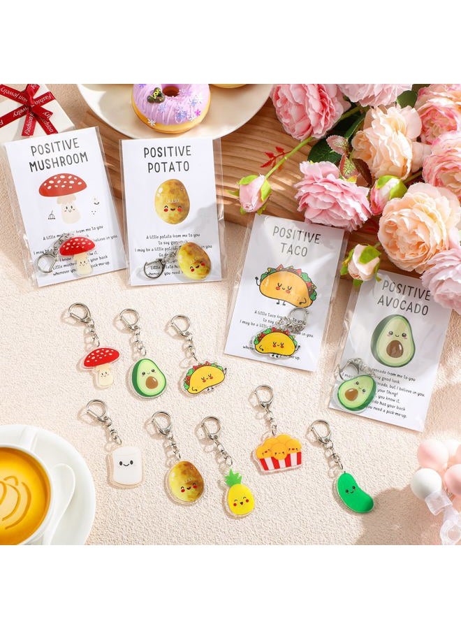 Landical Positive Keychains Bulk Emotional Food Support Acrylic Keychain with Card Coworkers Christmas Inspirational Gift, Mixed Color, Keychain: 1.18 inches in diameter - Image 4