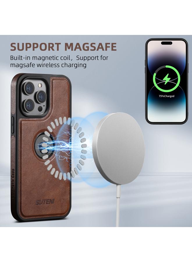 Suteni Case For iPhone 16 Pro Max G1 Magsafe Leather Back Phone Case - Image 3