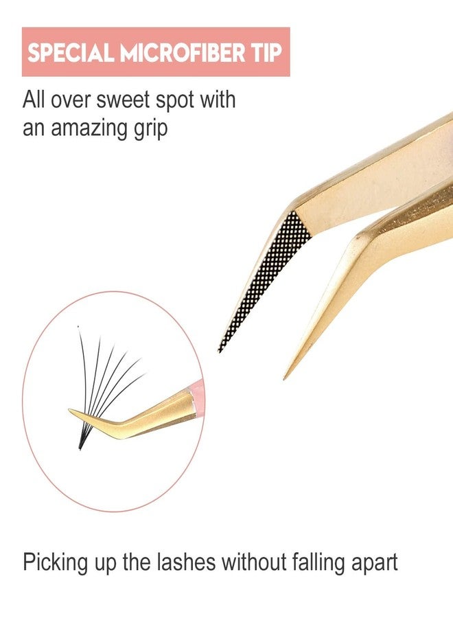 Ms.Queen Lash Tweezers for Eyelash Extensions, Professional Curved Tip Lashing Tweezers for Isolation and Individual Volume Lashes Extension - Image 2