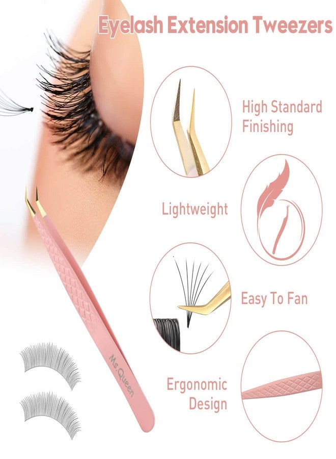 Ms.Queen Lash Tweezers for Eyelash Extensions, Professional Curved Tip Lashing Tweezers for Isolation and Individual Volume Lashes Extension - Image 3