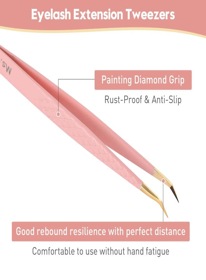 Ms.Queen Lash Tweezers for Eyelash Extensions, Professional Curved Tip Lashing Tweezers for Isolation and Individual Volume Lashes Extension - Image 4
