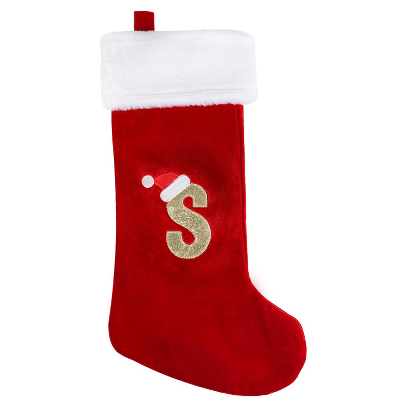 VEYLIN Christmas Stockings with Letters 20 Inch Plush Christmas Stockings Embroidered Stockings Large Christmas Stockings for KidsAdult Red LetterS