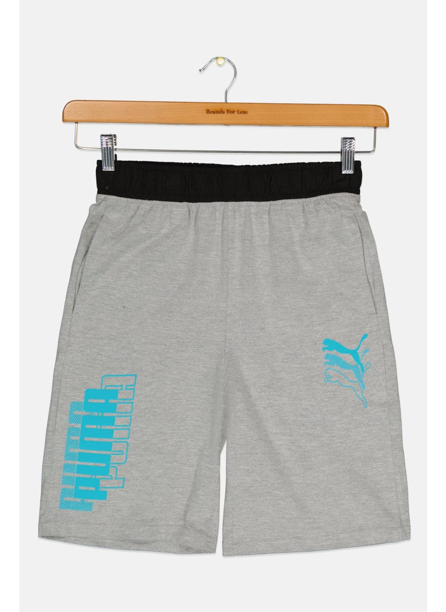 PUMA Kids Boy Sportswear Fit Brand Logo Outdoor Short, Grey  - Image 1