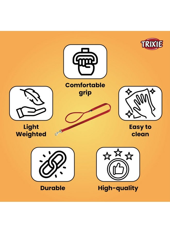 Trixie - Classic Lead, Nylon Adjustable Dog Lead With Stainless Steel Hooks, Padded Loop Gives A Comfortable Grip - (4 Ft./15 Mm, Xs-S) Red (Pack Of 3) - Image 1