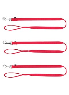 Classic Lead, Nylon Adjustable Dog Lead With Stainless Steel Hooks, Padded Loop Gives A Comfortable Grip - (4 Ft./15 Mm, Xs-S) Red (Pack Of 3)