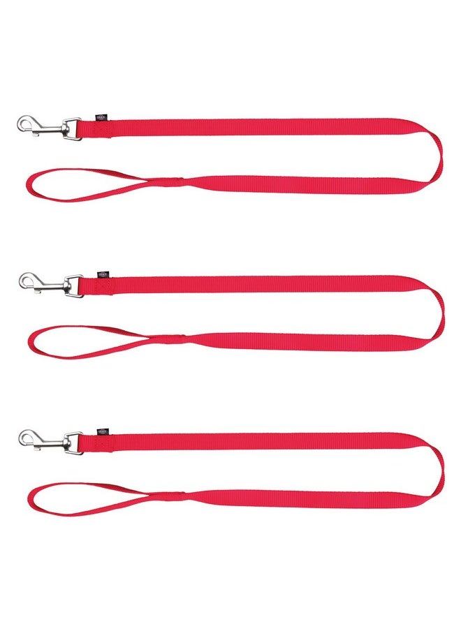 Trixie - Classic Lead, Nylon Adjustable Dog Lead With Stainless Steel Hooks, Padded Loop Gives A Comfortable Grip - (4 Ft./15 Mm, Xs-S) Red (Pack Of 3) - Image 1