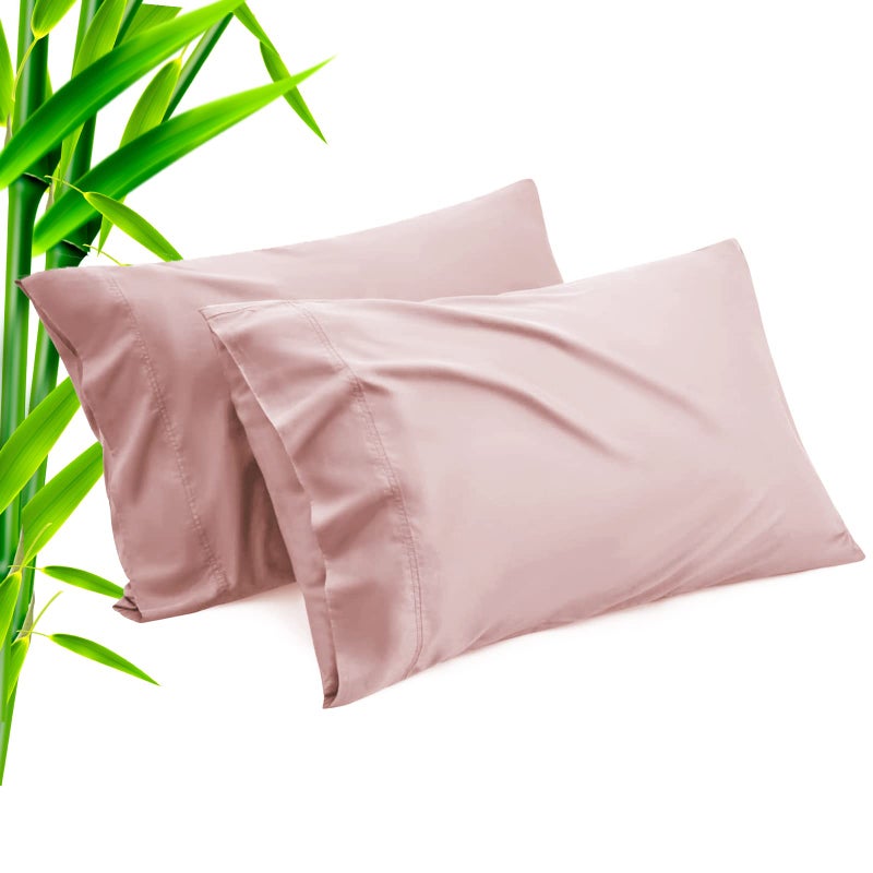 TELUS Pink Pillow Cases Standard Size 2 Pack Bamboo Rayon Cooling Pillowcases with Envelope Closure Cool Breathable Pillow Cover for Hot Sleepers  Night Sweats 20x26 inch