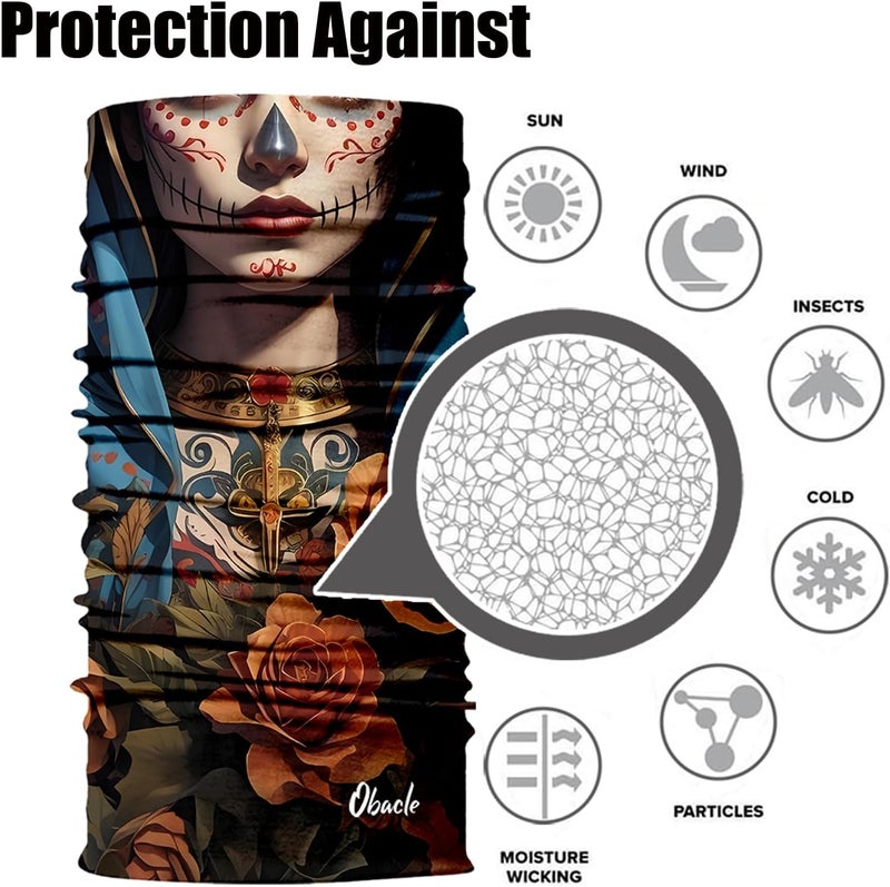 Obacle Skull Face Mask for Women Dust Wind Sun Protection Rave Festival Riding - Image 5