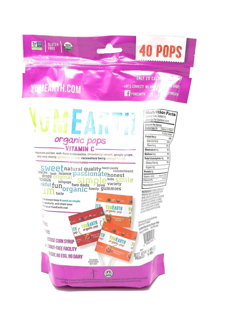 YumEarth Yummy Earth Lollipop, OG2, VIT C, 40+, 8.5 OZ (2 Pack) - Image 2