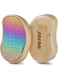 BEZOX BEZOX Stainless Steel Pedi Egg Foot File Callus Remover for Dry and Wet Feet, Smooth Rough Skin, Plastic-Free Pedicure Tool Pumice Stone, Washable Foot Scrubber for Cracked Heels - Rainbow 