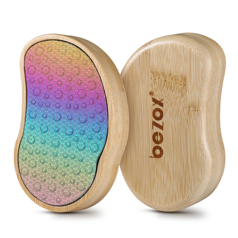 BEZOX Stainless Steel Pedi Egg Foot File Callus Remover for Dry and Wet Feet Smooth Rough Skin PlasticFree Pedicure Tool Pumice Stone Washable Foot Scrubber for Cracked Heels Rainbow - Image 3