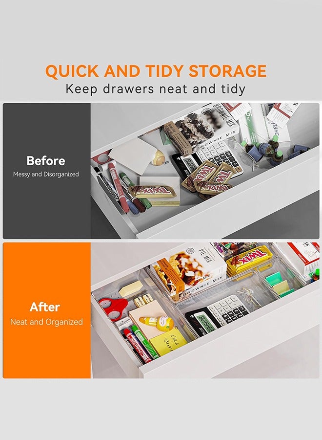 متجر الفرح مجموعة منظمات أدراج بلاستيكية شفافة مكونة من 25 قطعة، 4 أحجام متعددة لتخزين مستحضرات التجميل، وصناديق تخزين للمكياج، وغرفة النوم، وأدوات المطبخ، والأواني، والمكتب - Image 2