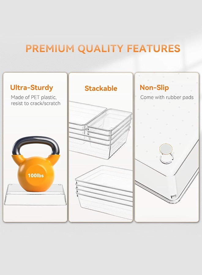 متجر الفرح مجموعة منظمات أدراج بلاستيكية شفافة مكونة من 25 قطعة، 4 أحجام متعددة لتخزين مستحضرات التجميل، وصناديق تخزين للمكياج، وغرفة النوم، وأدوات المطبخ، والأواني، والمكتب - Image 4