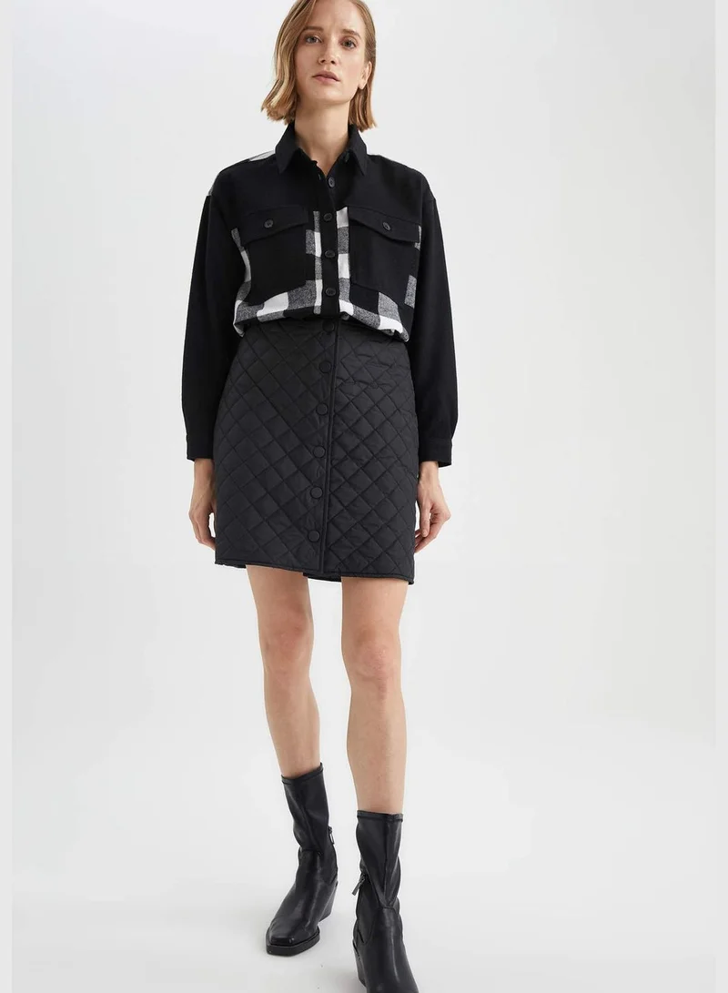 ديفاكتو Woman Woven Top Oversize Fit Shirt Neck Long Sleeve Shirt