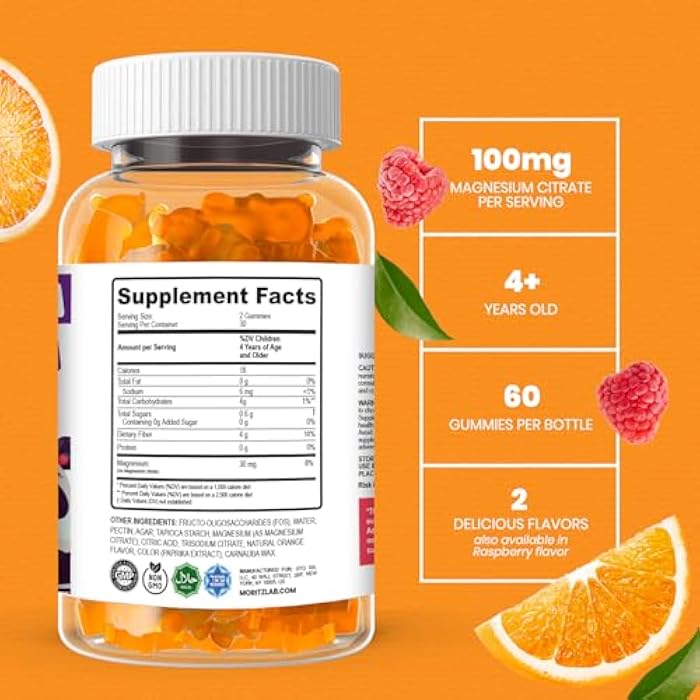 Dr. Moritz Calming and Relaxing Kids Magnesium Gummies, Non-GMO and Low Sugar Magnesium Kids Chewy Supplements, Sleep Gummies Kids, Orange Flavor - Image 2