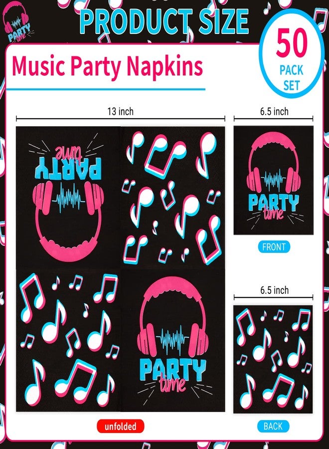 DYLIVeS Music Theme Party Napkins, Music Note Print Party Supplies Disposable Paper Napkins for Birthday, Cocktail, Dinner, Baby Shower for Tik Tok Party Decorations Favors, 6.5 Inch (Pack of 50) - Image 2