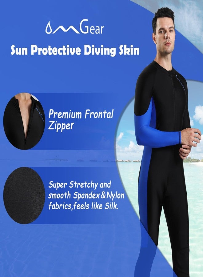 OMGear بدلة سباحة كاملة للجسم من OMGear Dive Skin للرجال والنساء، بدلة غطس رقيقة، حماية من الأشعة فوق البنفسجية، بدلة رياضية مائية قطعة واحدة لركوب الأمواج والغطس والسباحة والغوص والتجديف (أزرق وأسود، مقاس XL) - Image 3