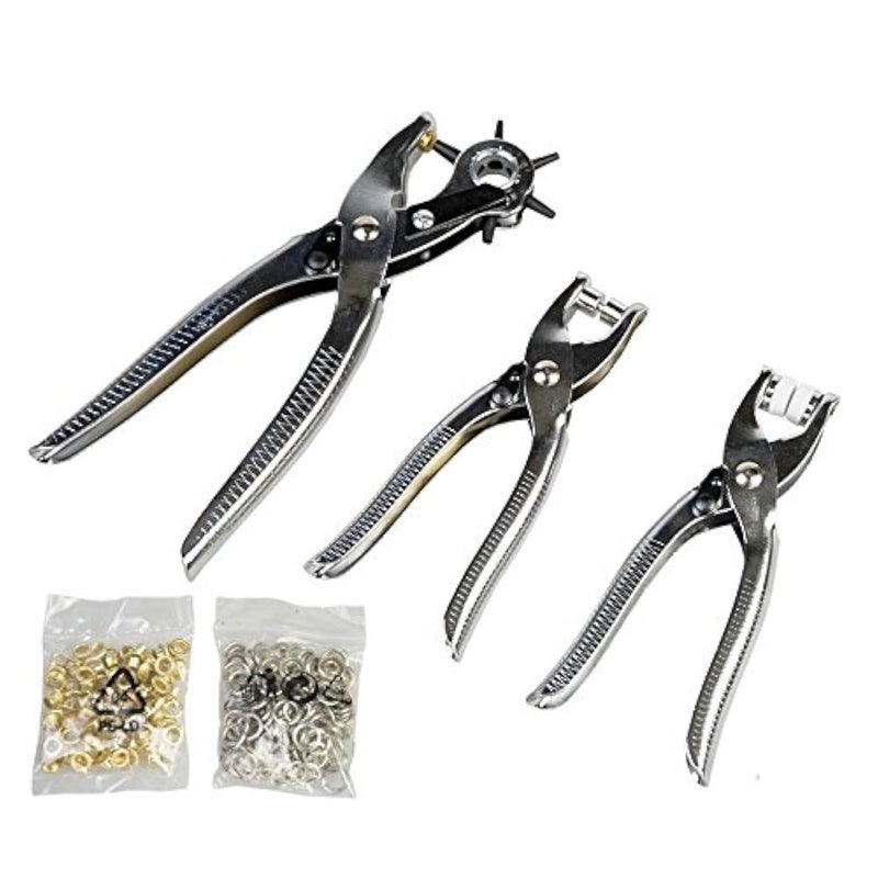 DEDSO Dedso 3 in 1 Card Leather Belt Hole Punch Eyelet Pliers Snap Button Setter Tool Kit  - Image 1