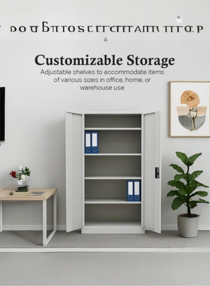 Multi Home Furniture MHF Best Steel Office Cupboard Steel Filing Cupboard Cabinet With Shelves Storage Compartment Flush Key lock MH-EF18-GREY - Image 1