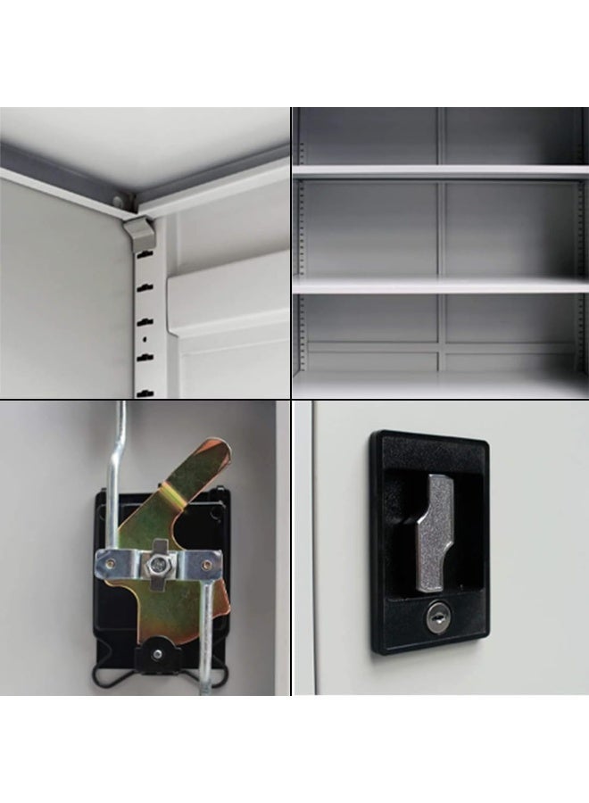 مالتي هوم فيرنيتشر خزانة مكتبية فولاذية من Multi Home Furniture مع قفل - خزانة ملابس ببابين للملابس والملفات - خزانة تخزين معدنية مطلية بالمسحوق الرمادي مع أرفف قابلة للتعديل للمنزل أو المكتب أو مساحة العمل. - Image 3