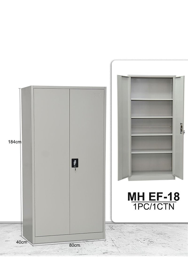 Multi Home Furniture MHF Best Steel Office Cupboard Steel Filing Cupboard Cabinet With Shelves Storage Compartment Flush Key lock MH-EF18-GREY  - Image 4