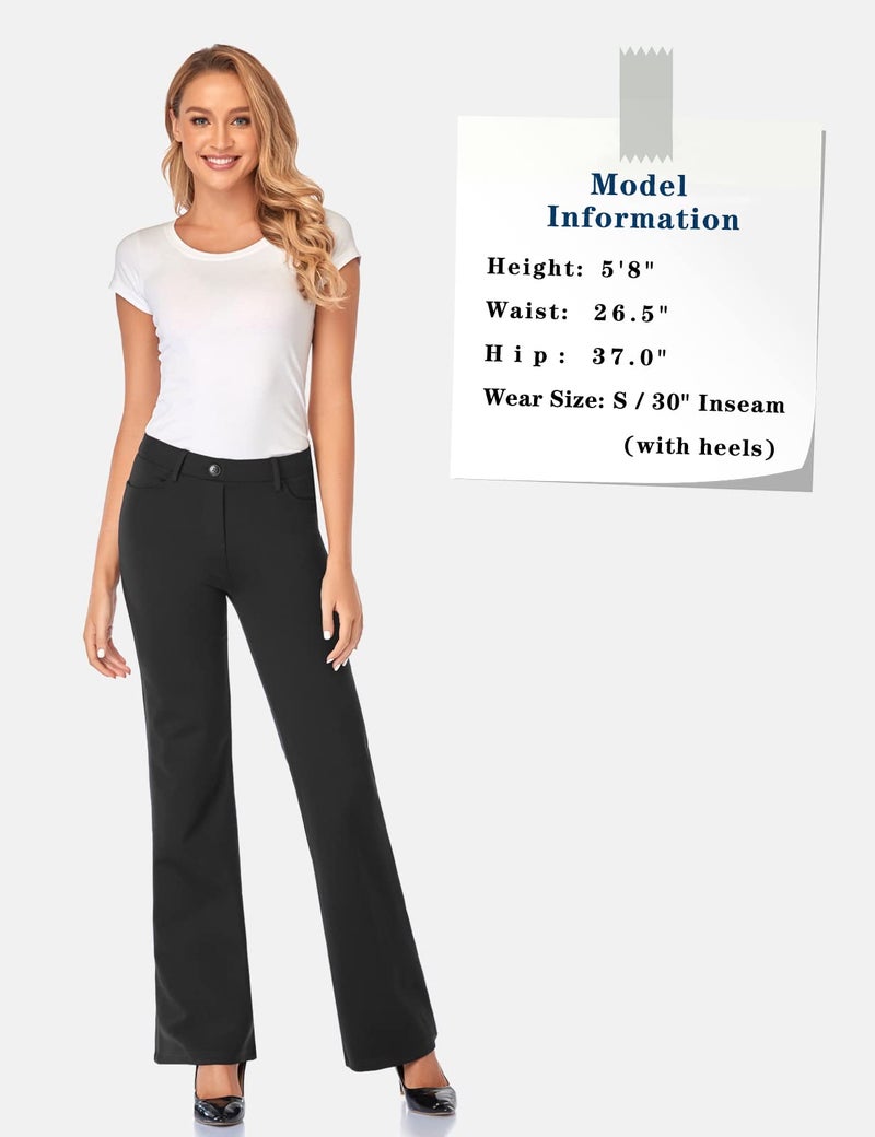 Tapata Women's 28''/30''/32''/34'' Stretchy Bootcut Dress Pants with Pockets Tall, Petite, Regular for Office Work Business 30", Black, XXL - Image 5