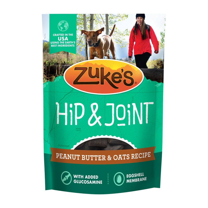 Zuke's Zukeâ€™s Hip and Joint Support Dog Treats for Adult Dogs, Senior Dog Treats Made with Real Peanut Butter and Oats, 6 oz. Resealable Pouchâ€‹ - 6 oz. Bag - Image 1