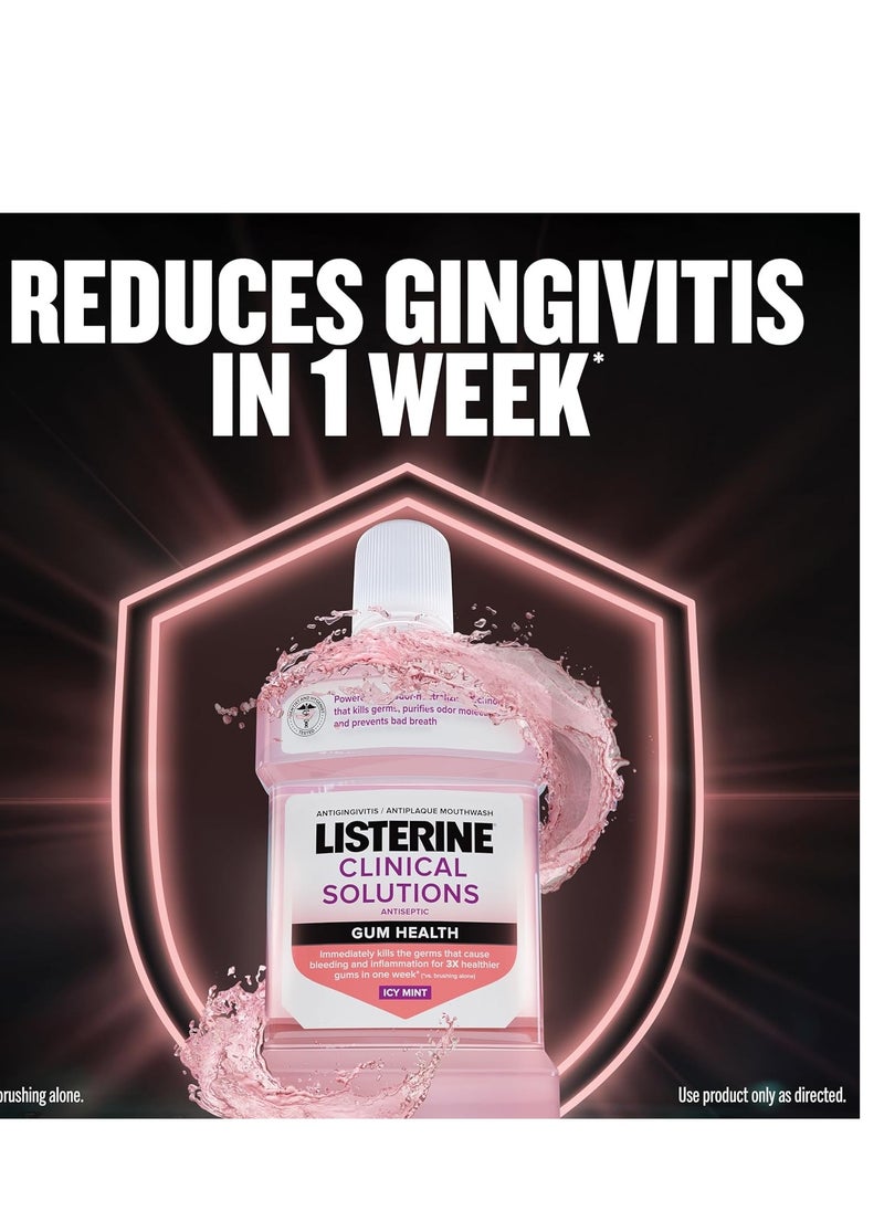 Listerine Listerine Clinical Solutions Mouthwash Gum Health Antiseptic, Antigingivitis and Antiplaque Oral Rinse Helps Prevent Buildup and Immediately Kills Germs for Healthier Gums, ICY Mint, 500 mL  - Image 2
