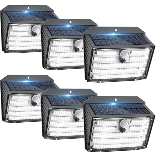 CLAONER [6 Packs] Solar Motion Lights Outdoor, Ultra Bright Solar Fence Lights with Motion Sensor, IP65 Waterproof Security Light 3 Modes, 270° Lighting Angle, Wall Lights for Deck Patio Fence Garage Door - Image 1