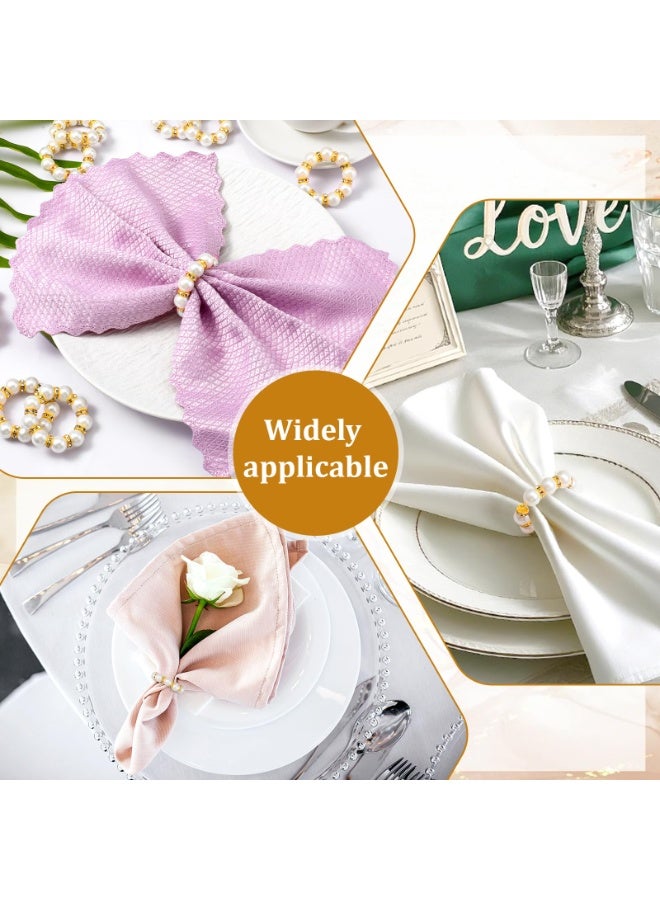 RTYY 10Pcs Pearl Napkin Rings Imitation Pearl Beaded Napkin Rings Holder Elegant Rhinestone Serviette Rings Silver napkin ring Buckle for Dinner Table Decoration Parties Weddings Receptions Supplies for Everyday or Formal Decor Home Dinner Party - Image 5