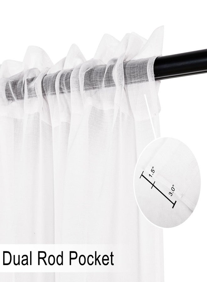 DWCN Valance for Small Window, Sheer Valance for Cafe, Bathroom, Rod Pocket Voile Short Sheer Curtains, 1 Panel, 52W x 18L Inch, White - Image 2