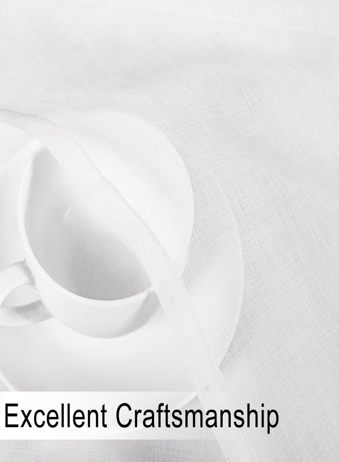 DWCN Valance for Small Window, Sheer Valance for Cafe, Bathroom, Rod Pocket Voile Short Sheer Curtains, 1 Panel, 52W x 18L Inch, White - Image 4
