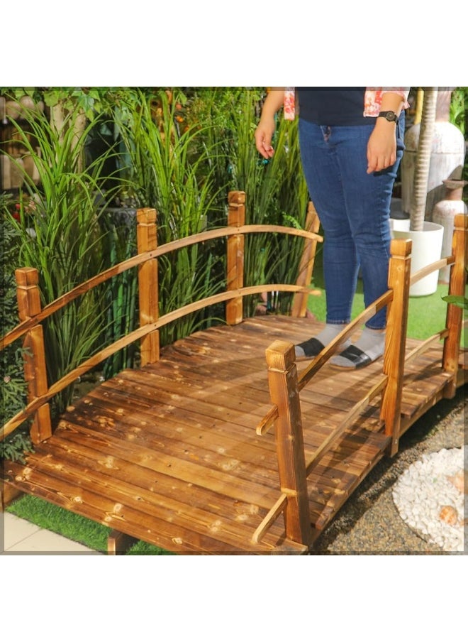 Solid Wood Garden Bridge Classic Wooden Arch With Safety Rails Stained Finished Footbridge Garden Bridge For Outdoor Landscaping Backyard Walkway Farm Lawn Decoration - pzsku/Z8C2524ECFD28C626F21DZ/45/_/1727255146/2abda7d2-e425-4824-8066-c9ae15c073c2