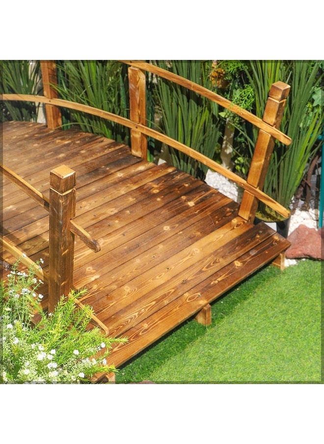 Solid Wood Garden Bridge Classic Wooden Arch With Safety Rails Stained Finished Footbridge Garden Bridge For Outdoor Landscaping Backyard Walkway Farm Lawn Decoration - pzsku/Z8C2524ECFD28C626F21DZ/45/_/1727255152/152e2037-8bb3-46b9-9c1a-b7cec8b49550