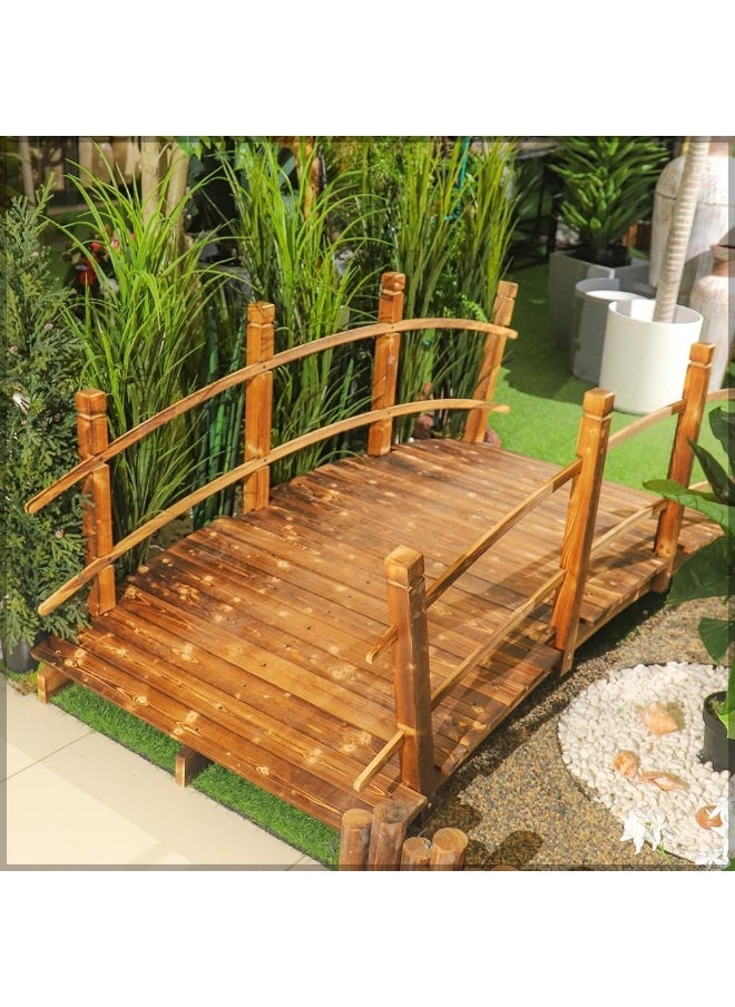 Solid Wood Garden Bridge Classic Wooden Arch With Safety Rails Stained Finished Footbridge Garden Bridge For Outdoor Landscaping Backyard Walkway Farm Lawn Decoration - pzsku/Z8C2524ECFD28C626F21DZ/45/_/1727255153/a07d1107-0484-4aa9-b706-aa755a99d0f2