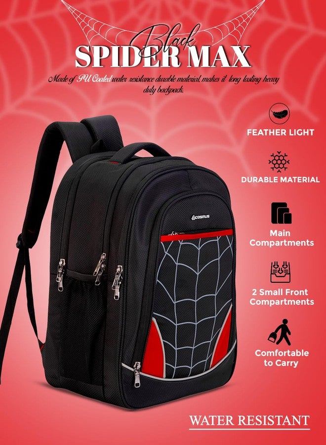 كوزمويس حقيبة ظهر مدرسية COSMUS Spidermax سوداء مقاومة للماء، سعة 36 لترًا، مصنوعة من البوليستر، من نوع COSMUS - Image 2