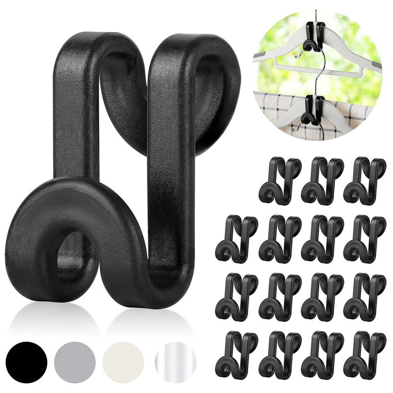 Mlici Clothes Hanger Connectors  60 Pcs MultiLevel Cascading Hooks Heavy Duty Plastic Mini Hooks for Space Saver Closet Organizer Black