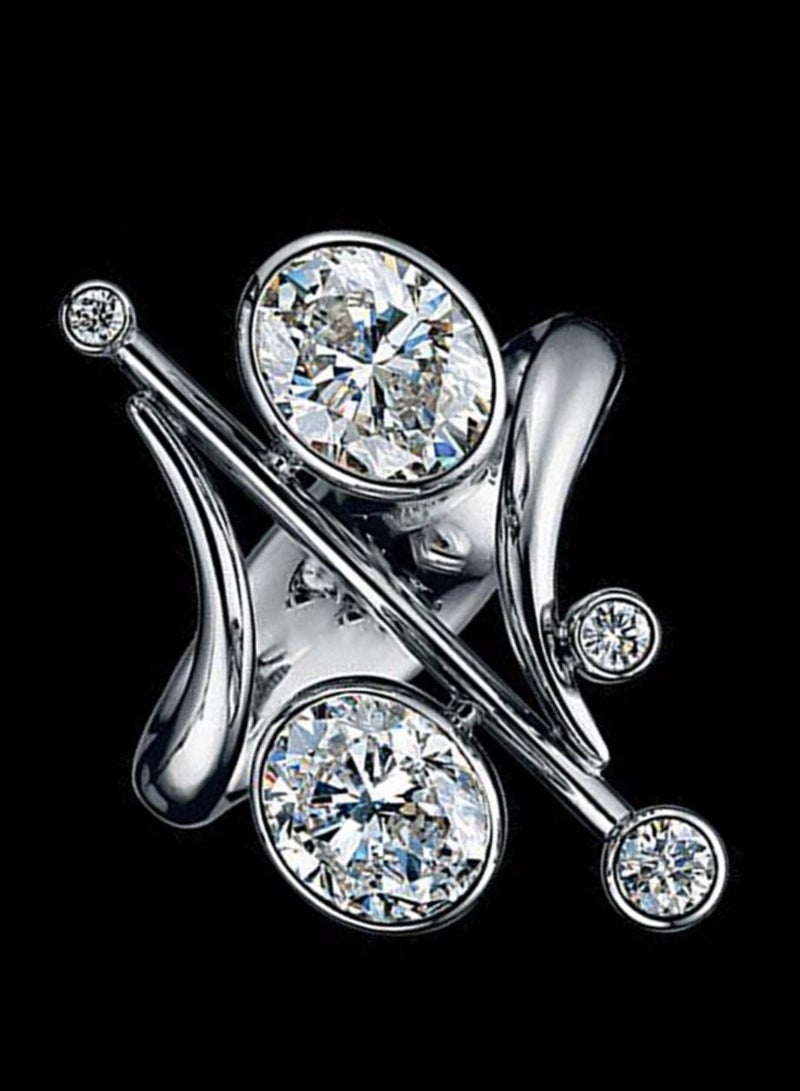 استراتيجية خاتم من الفضة الإسترليني عيار 925 مرصع بحجر الزركونيا - Image 2