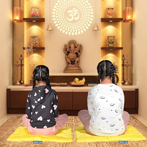 NEXTGO Floor Mat Puja Aasan 2Feet x 2Feet | Velvet Makhmal Fabric Microfiber Filling Floor Aasan for Dinner, Puja, Meditation, Garden, Yoga Mat for Home Office Ghar | Pack of 1 Lemon Yellow - Image 2