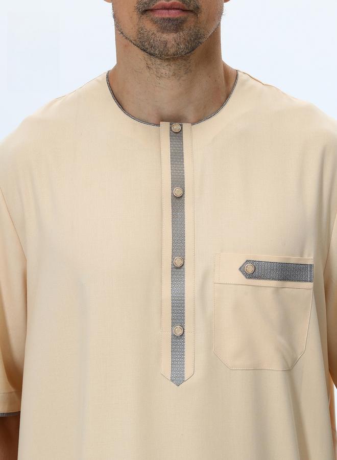 Take Two Men Henley Neck Button Placket Thobe - Image 4