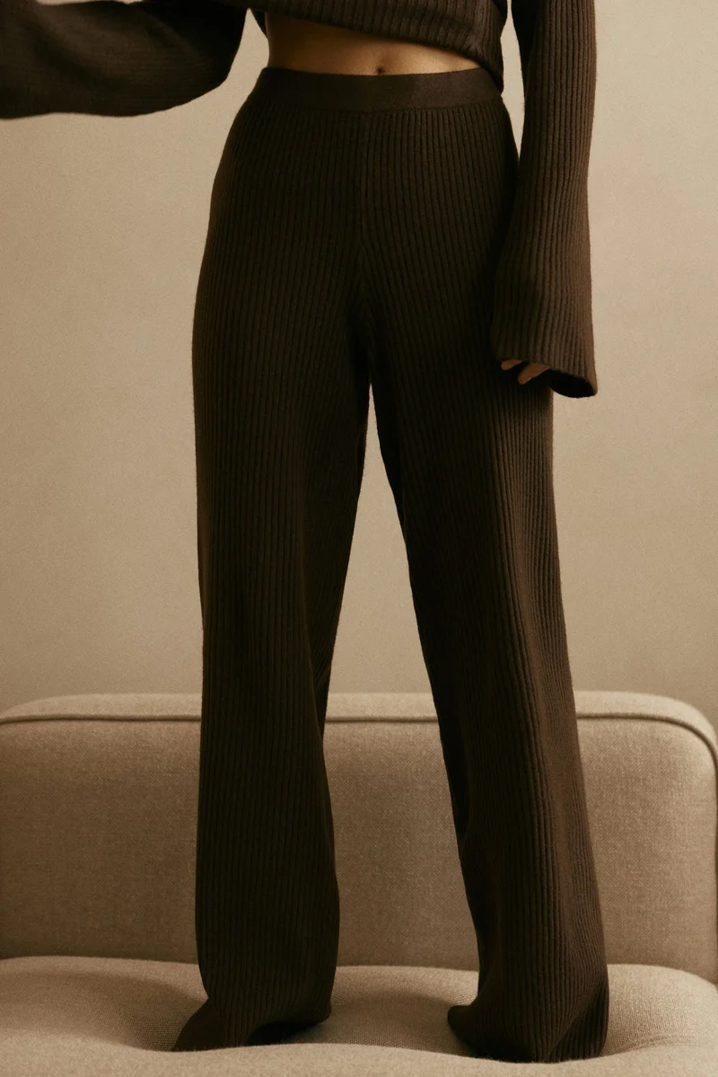 H&M Wide rib-knit trousers