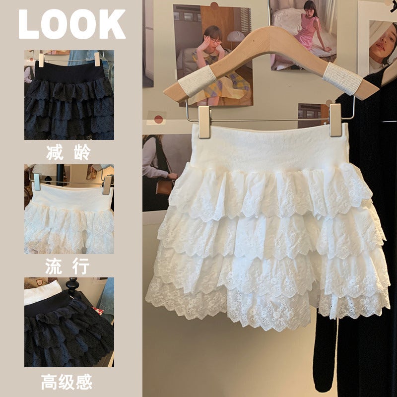 Girls' High-End Popular Ballet Style Pleated Cake Skirt For Middle-Aged And Older Children Summer Ruffled Mid-High Waist A-Line Short Skirt 1 - Image 2