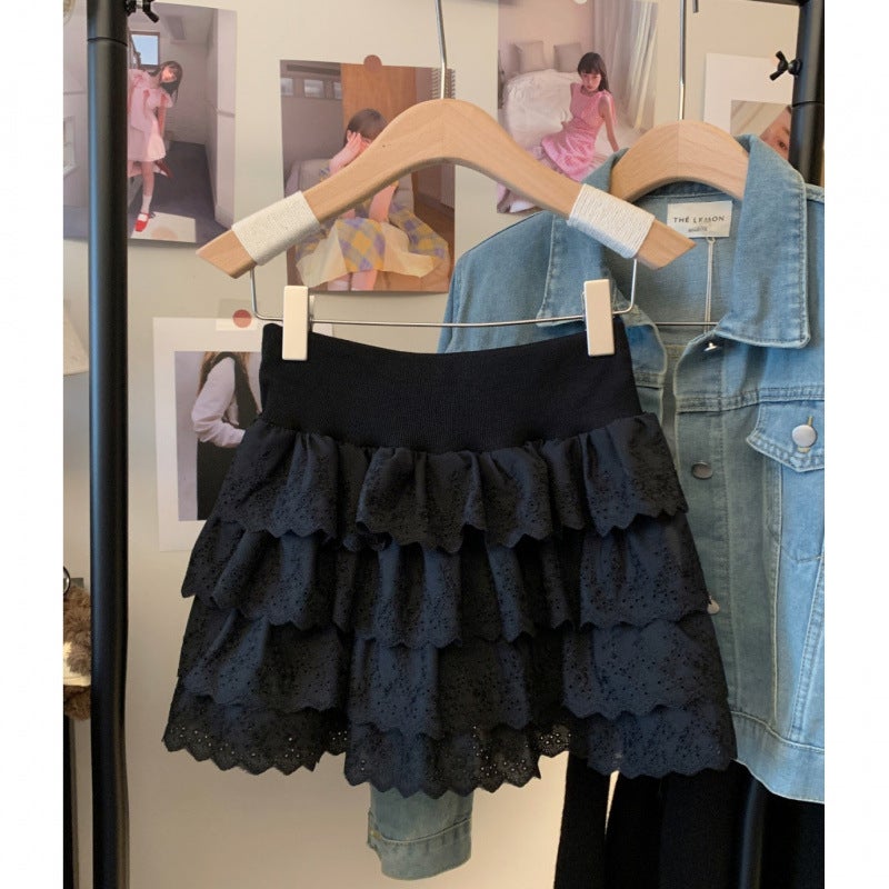Girls' High-End Popular Ballet Style Pleated Cake Skirt For Middle-Aged And Older Children Summer Ruffled Mid-High Waist A-Line Short Skirt 1 - Image 3
