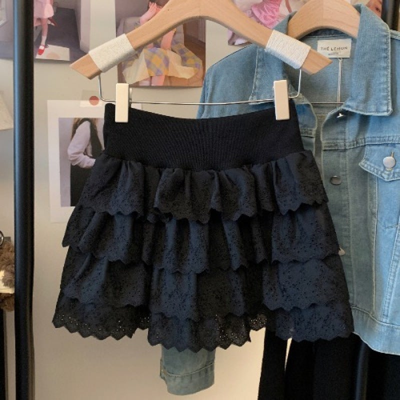 Girls' High-End Popular Ballet Style Pleated Cake Skirt For Middle-Aged And Older Children Summer Ruffled Mid-High Waist A-Line Short Skirt 1 - Image 1