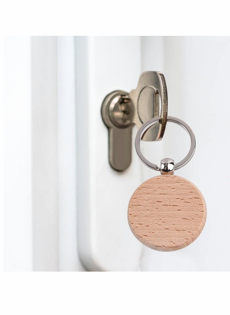 Excefore - 20 Pcs Key Chain, Wooden Keychain Blanks Wood Engraving Blanks Personalized Key Tags with Ring Unfinished Wood Keychain for DIY Craft Accessories - Image 1