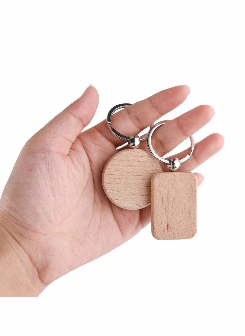 Excefore - 20 Pcs Key Chain, Wooden Keychain Blanks Wood Engraving Blanks Personalized Key Tags with Ring Unfinished Wood Keychain for DIY Craft Accessories - Image 1