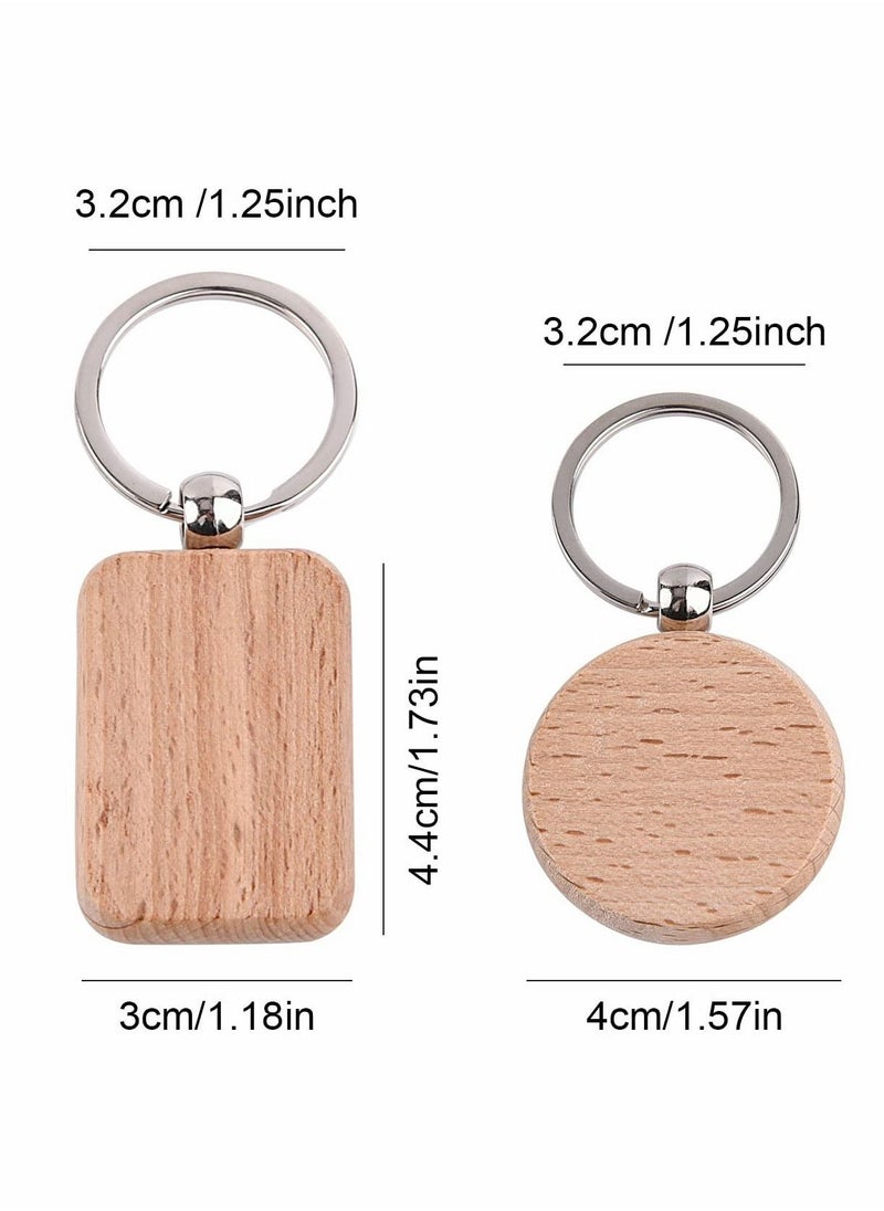 Excefore - 20 Pcs Key Chain, Wooden Keychain Blanks Wood Engraving Blanks Personalized Key Tags with Ring Unfinished Wood Keychain for DIY Craft Accessories - Image 1